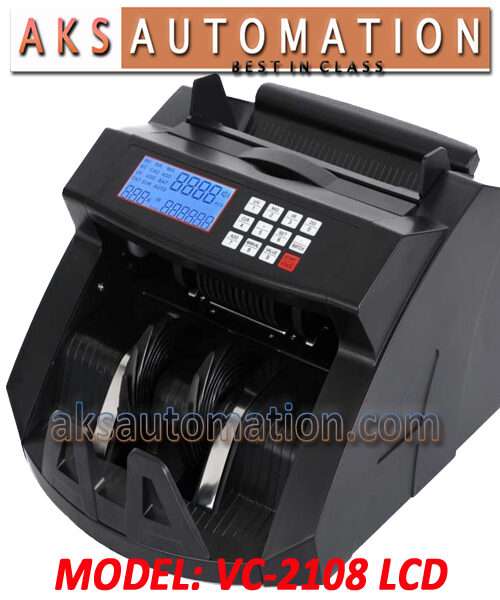 AKS VC 2108 LCD – Best Currency Counting Machine with Fake Note Detector | Low Price Note Counting Machine with Fake Note Detector (Black Color)